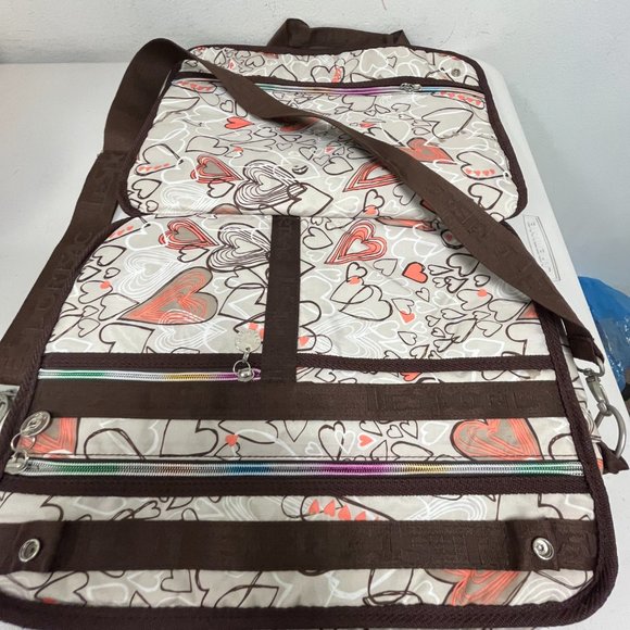 Le Sportsac computer messeger bag 11 x 15 hearts pink brown - Picture 5 of 11